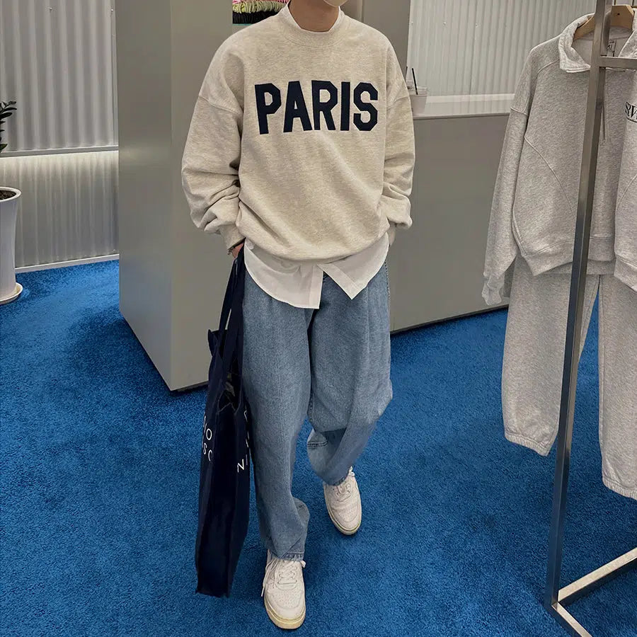 PARIS Printed Round Neck Sweatshirt