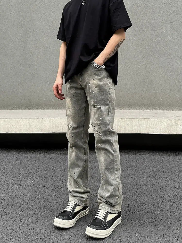 Paint Splatter Distressed Jeans