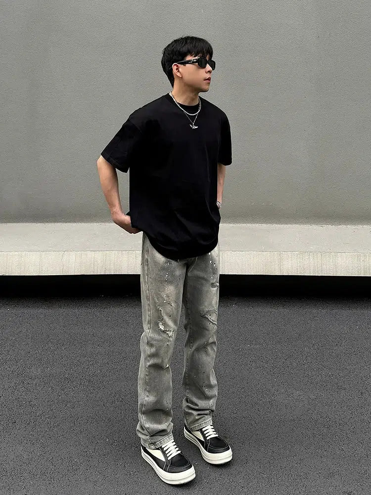 Paint Splatter Distressed Jeans