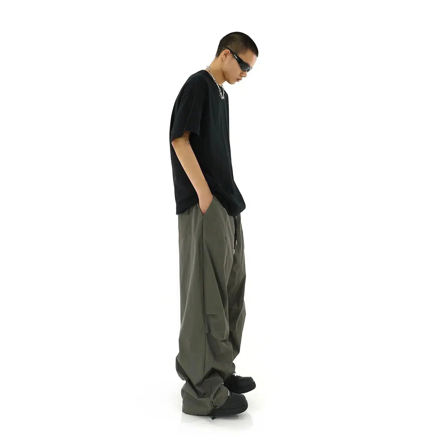 Paratrooper Drawstring Wide-leg Pants