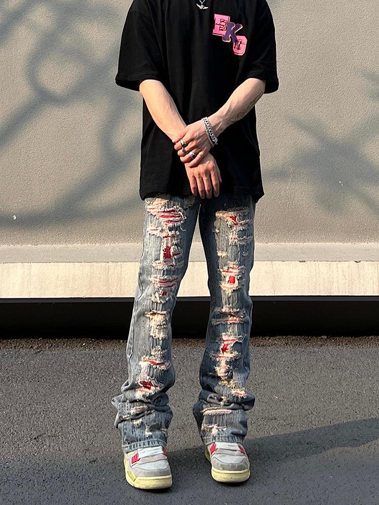 Patch Hole Embroidery Jeans
