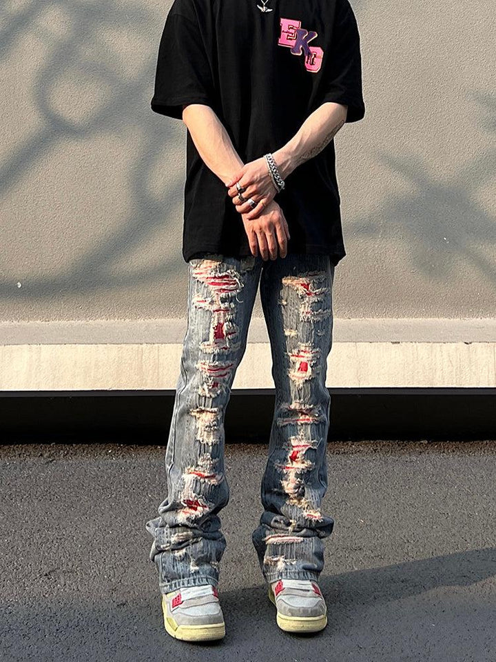Patch Hole Embroidery Jeans
