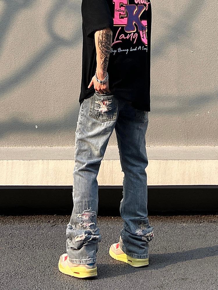 Patch Hole Embroidery Jeans