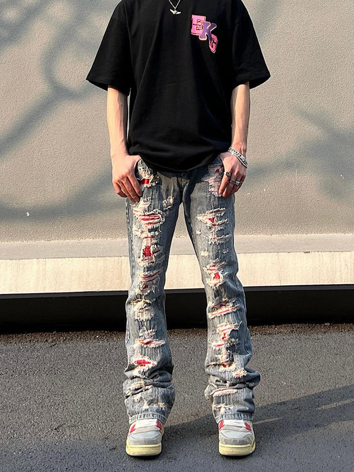 Patch Hole Embroidery Jeans