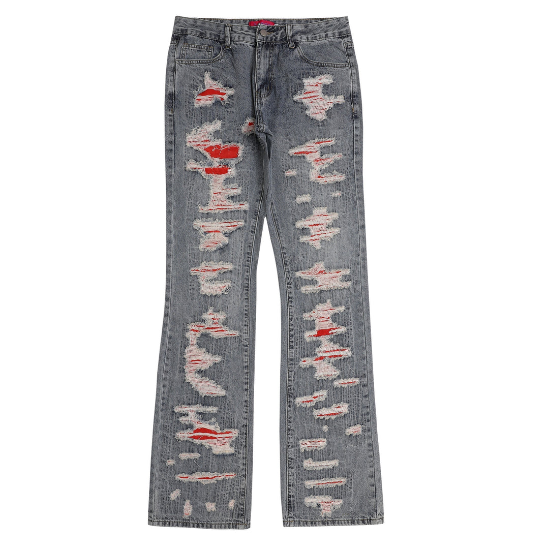 Patch Hole Embroidery Jeans