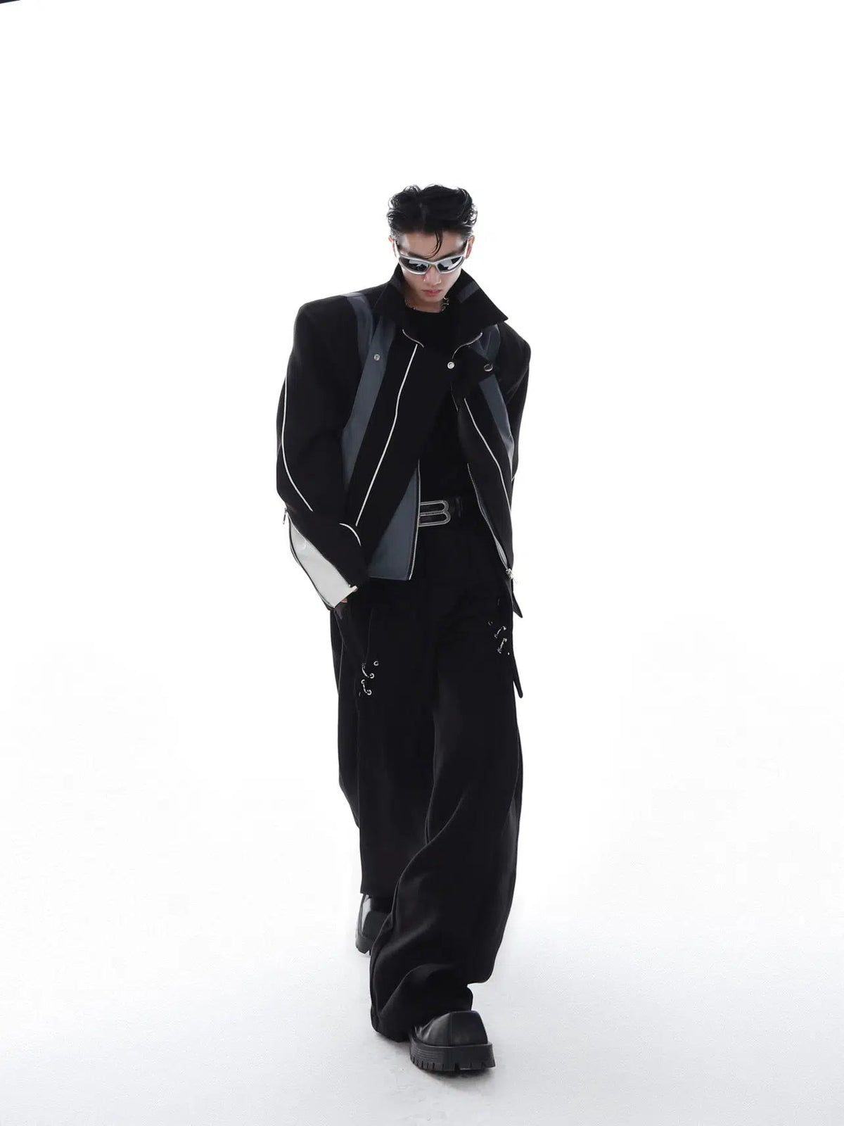 Patchwork Motorcycle Leather Jacket