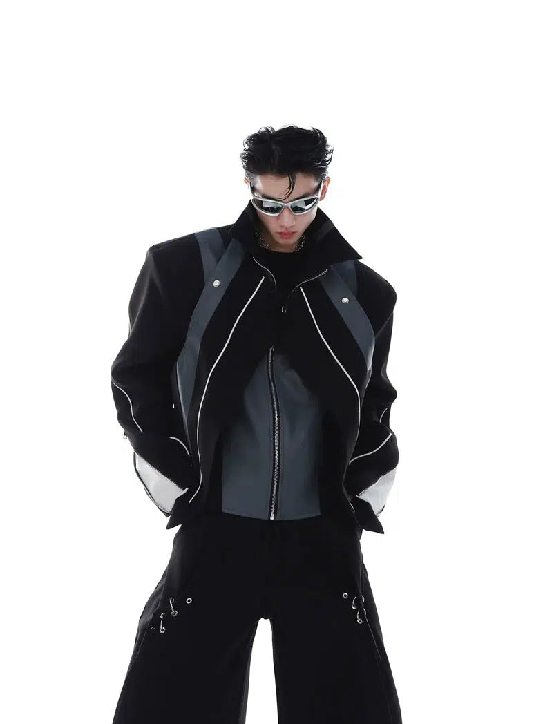 Patchwork Motorcycle Leather Jacket