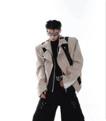 Patchwork Motorcycle Leather Jacket