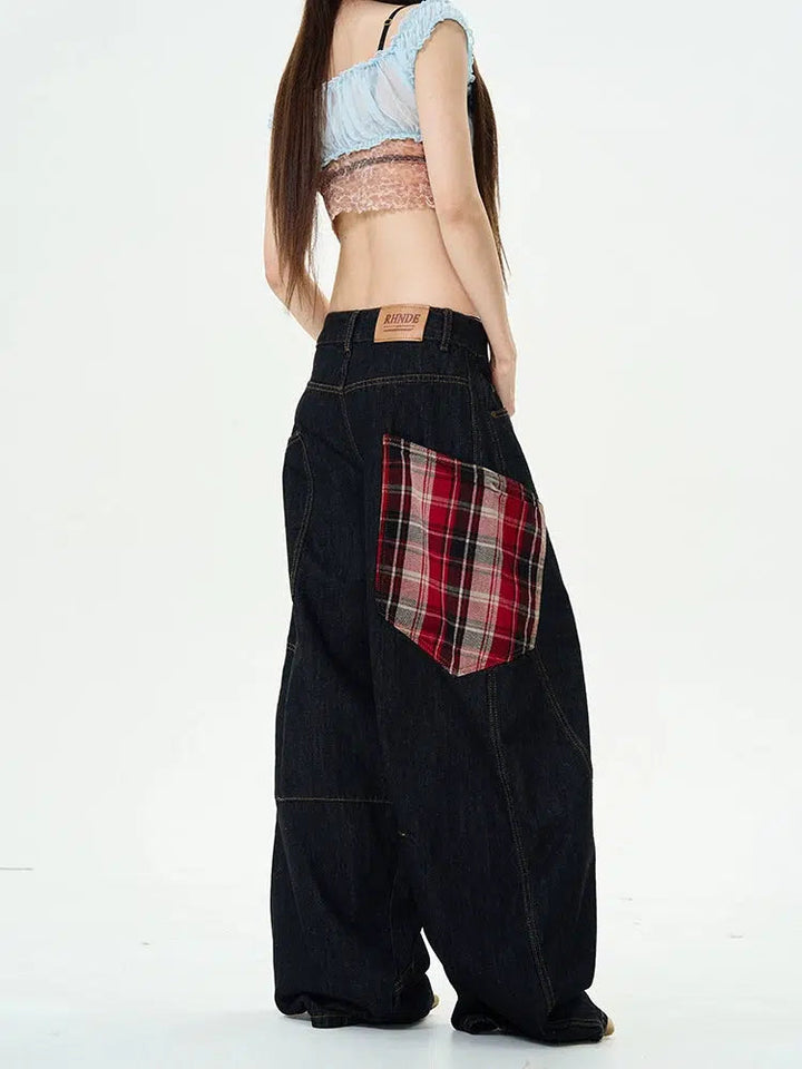Patchwork Wide-Leg Denim Pants