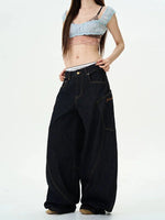Patchwork Wide-Leg Denim Pants