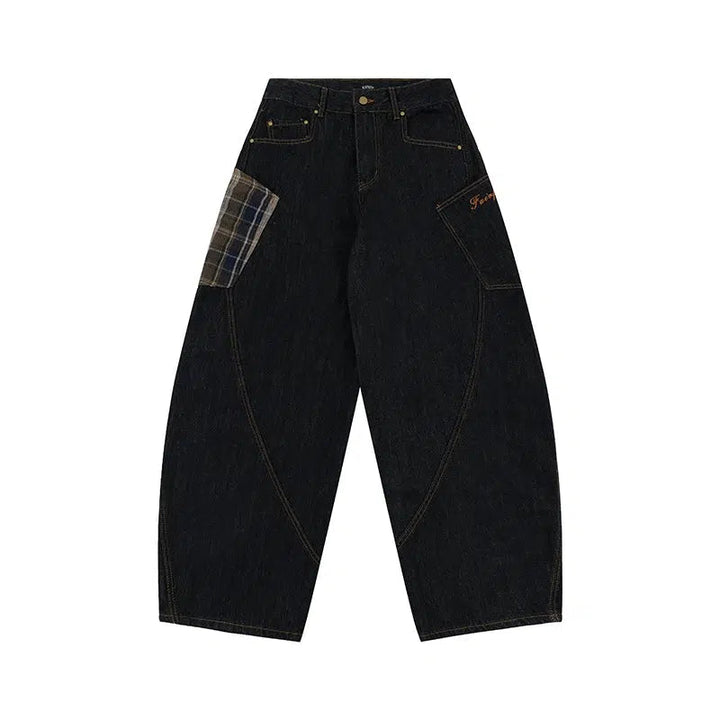 Patchwork Wide-Leg Denim Pants