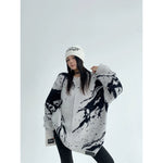 Patterned Oversized Zipper Sweatshirt