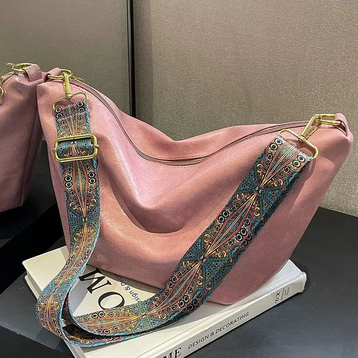 Patterned Strap Bucket Shaped Bag