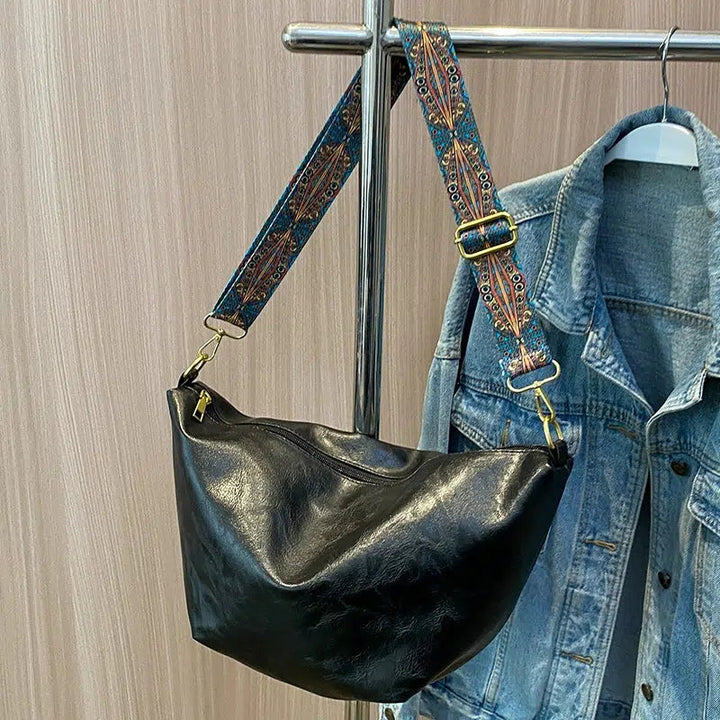 Patterned Strap Bucket Shaped Bag