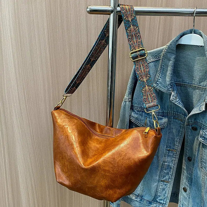 Patterned Strap Bucket Shaped Bag