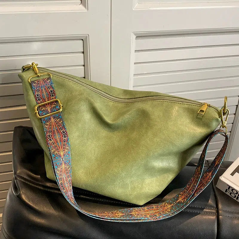 Patterned Strap Bucket Shaped Bag