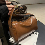 Patterned Strap Leather Shoulder Bag