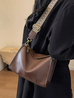 Patterned Strap Leather Shoulder Bag