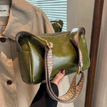 Patterned Strap Leather Shoulder Bag