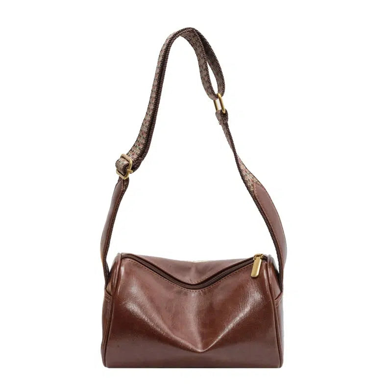 Patterned Strap Leather Shoulder Bag