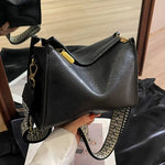 Patterned Strap Leather Shoulder Bag