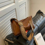 Patterned Strap Leather Shoulder Bag