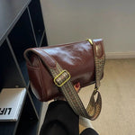 Patterned Strap Leather Shoulder Bag