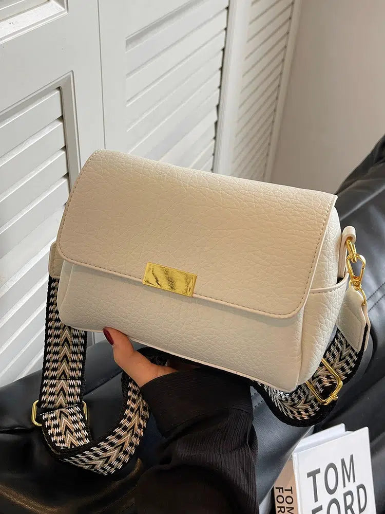 Patterned Strap Textured Square Bag