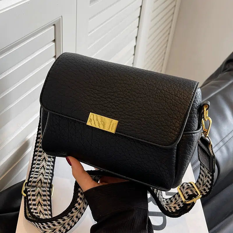 Patterned Strap Textured Square Bag