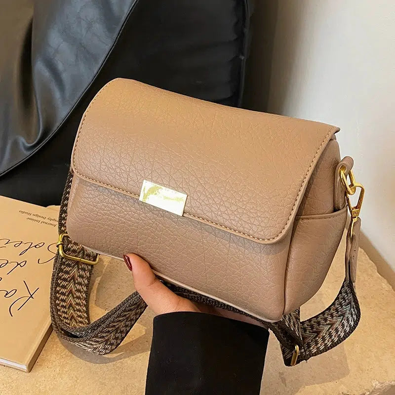 Patterned Strap Textured Square Bag