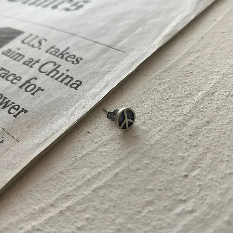 Peace Symbol Stud Earrings