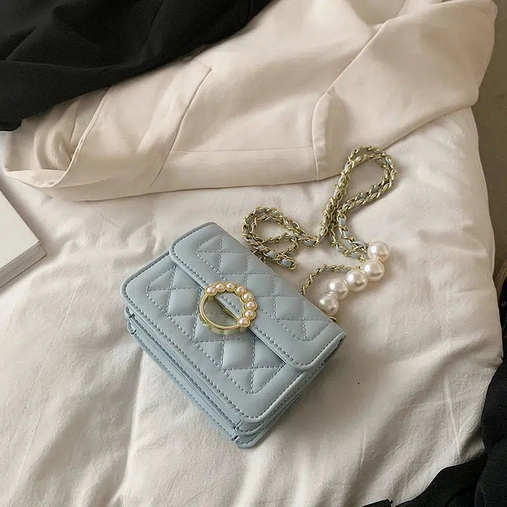 Pearl Accent Chain Strap Square Bag