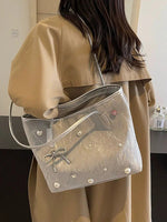 Pearl Bow Accents Tote Bag