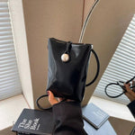 Pearl Button Leather Mobile Phone Bag