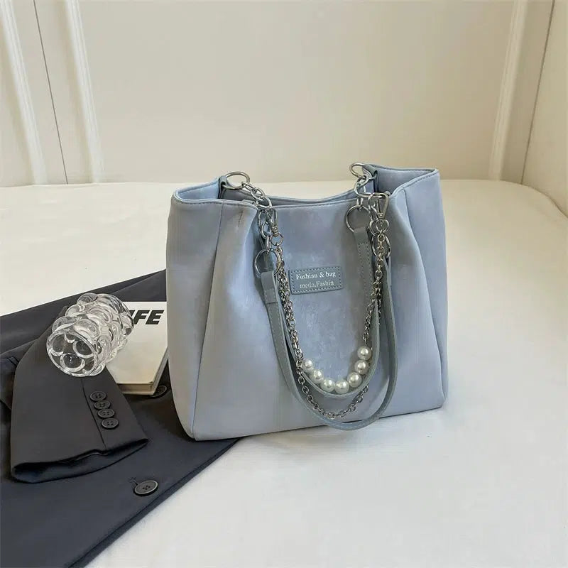Pearl Chain Accent Chic Tote Bag