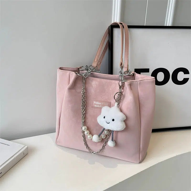 Pearl Chain Accent Chic Tote Bag