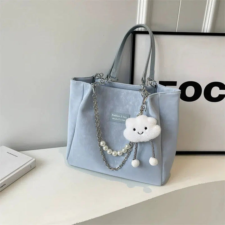 Pearl Chain Accent Chic Tote Bag