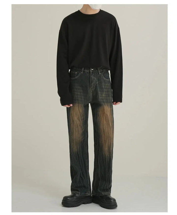 Peated Straight-leg Jeans