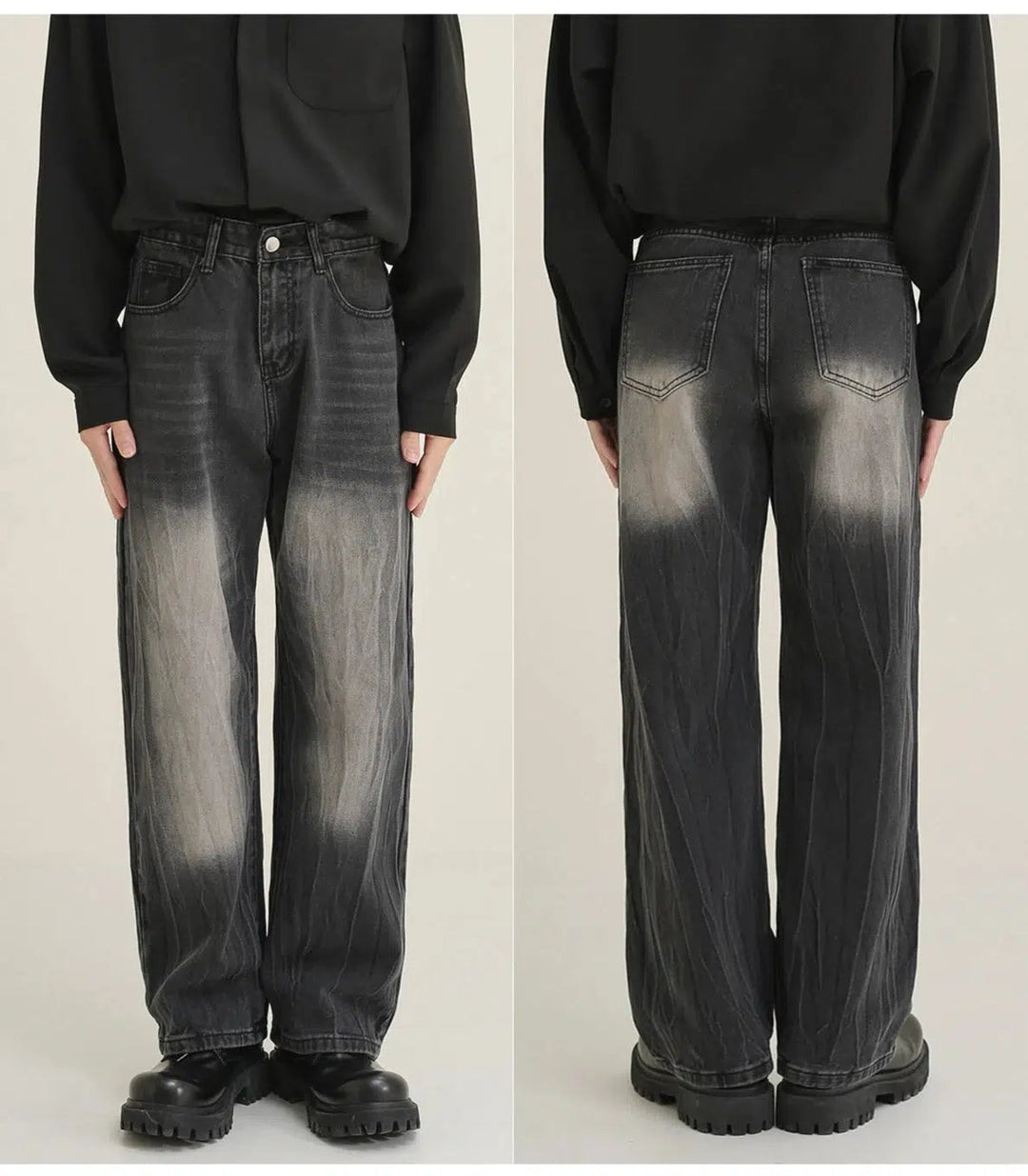 Peated Straight-leg Jeans