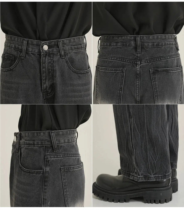 Peated Straight-leg Jeans