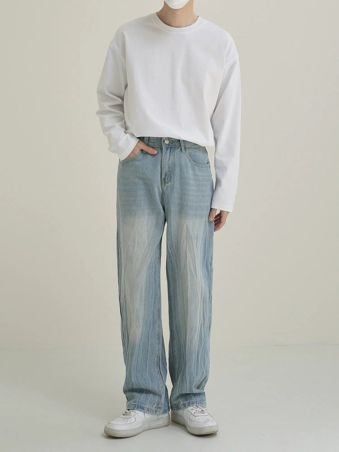 Peated Straight-leg Jeans
