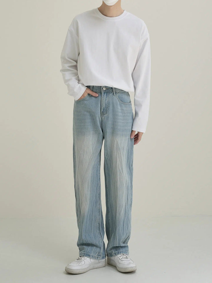 Peated Straight-leg Jeans