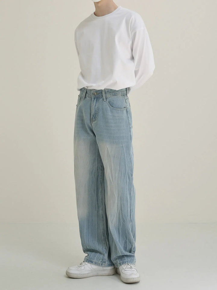 Peated Straight-leg Jeans