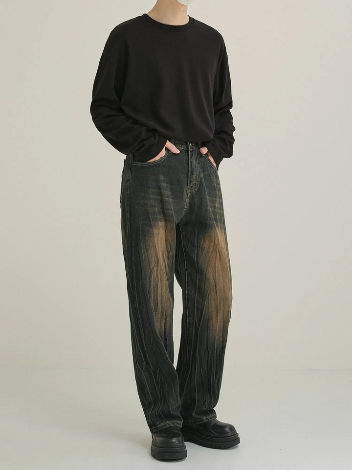 Peated Straight-leg Jeans