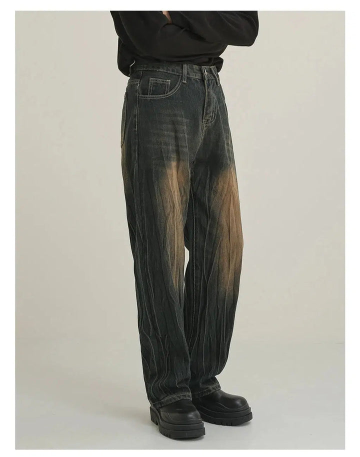 Peated Straight-leg Jeans