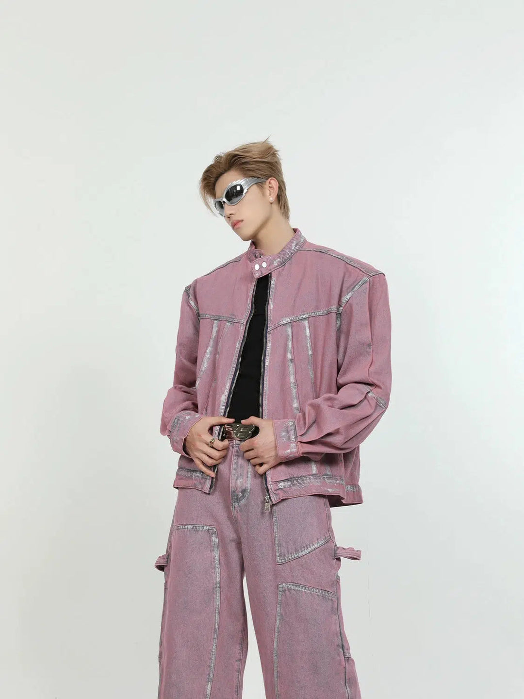 Pink Denim Jacket & Straight-leg Jeans
