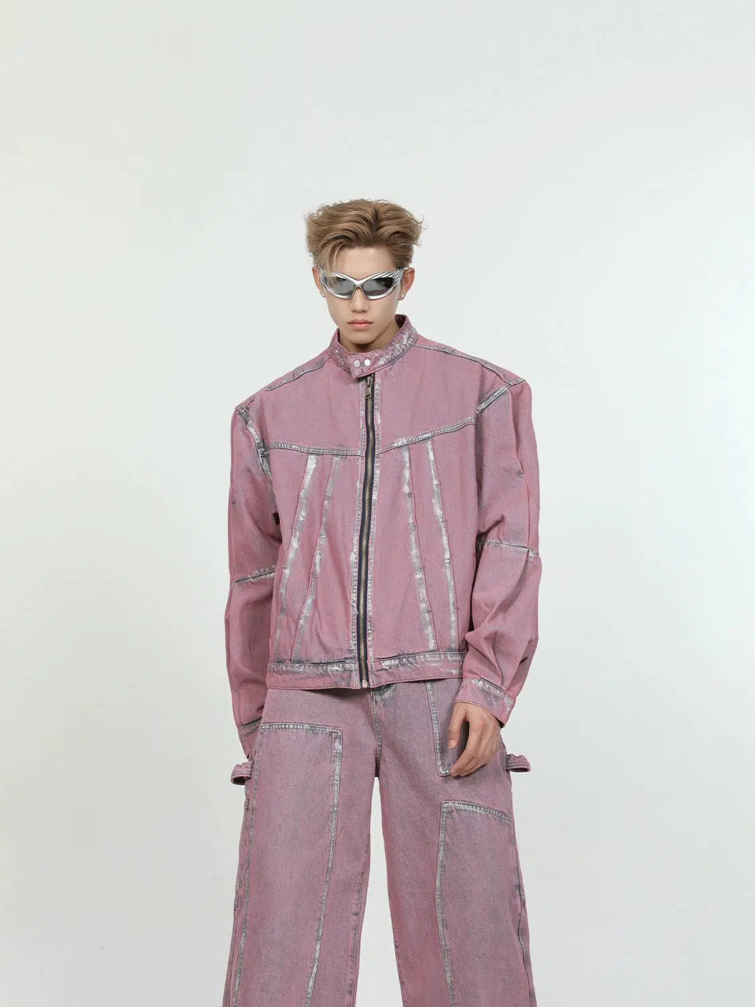 Pink Denim Jacket & Straight-leg Jeans