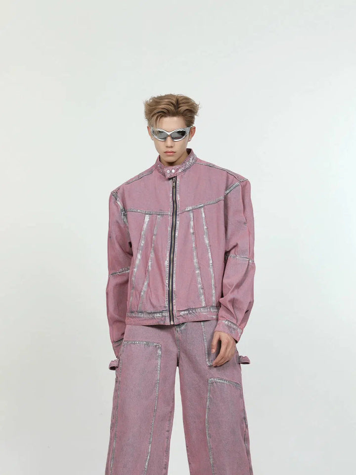 Pink Denim Jacket & Straight-leg Jeans