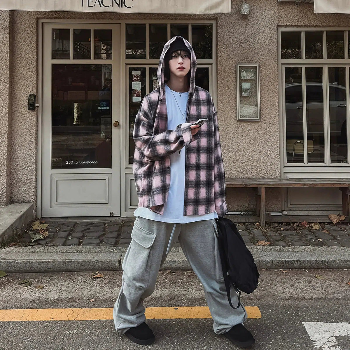 Pink Plaid Hooded Jacket