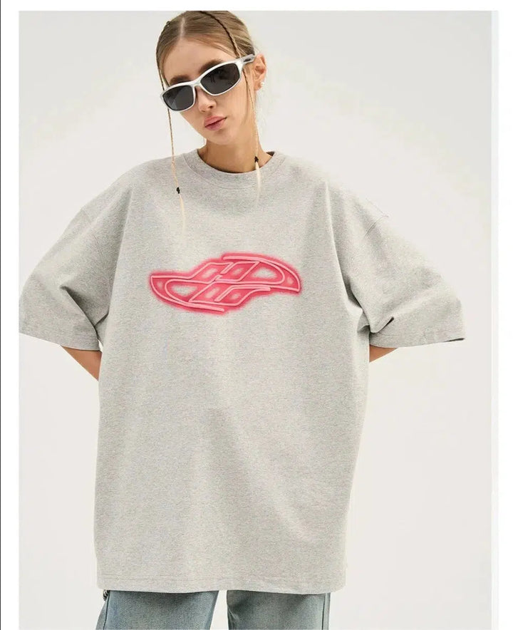 Pink Printed Short-sleeved T-shirt